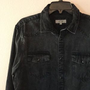 Black distressed jean shirt